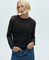 Mango Women's Lurex Openwork Knit Sweater