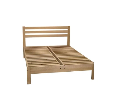 Slickblue FarmHome Natural Queen Size Platform Bed with Rustic Design