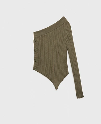 Mango Women's Ribbed Asymmetric Sweater