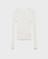 Mango Women's Rhinestone Detail Ribbed Sweater