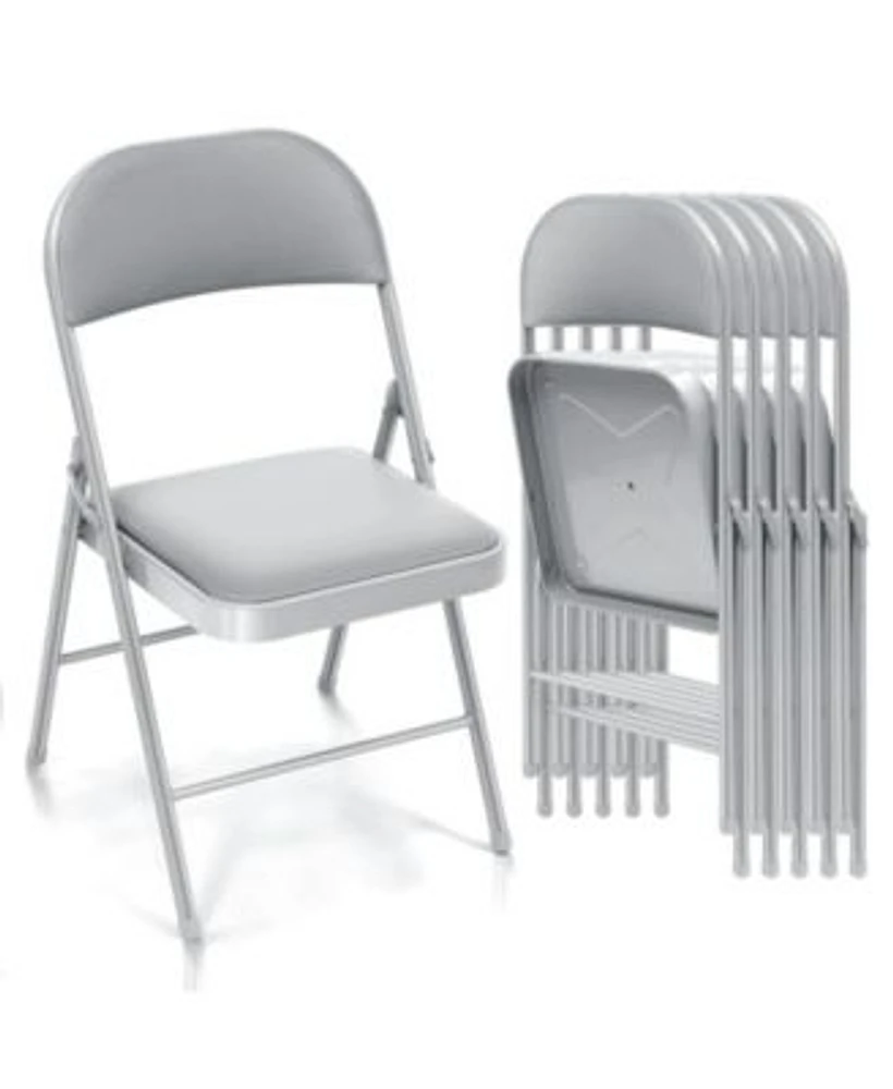 6 Pack Folding Chair Set With Vinyl Padded Seat For Outdoor Indoor