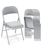 6 Pack Folding Chair Set With Vinyl Padded Seat For Outdoor Indoor