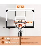 Skonyon 4.8FT-10FT Height Adjustable Portable Basketball Hoop System with 48 Inch Shatterproof Backboard