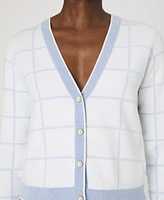 French Connection Women's Check-Print Button-Front Cardigan