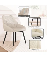 Boyel Living Fabric Diamond Shaped Soft Dining Chair with Metal Legs(Set of 2)