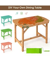 Gouun Outdoor Fir Wood Dining Table with 1.5 Inch Umbrella Hole