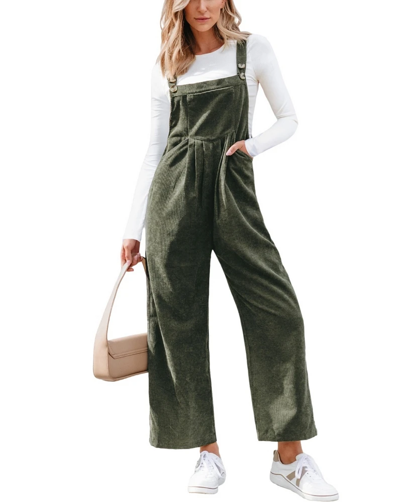 Cupshe Women's Corduroy Square Neck Jumpsuit