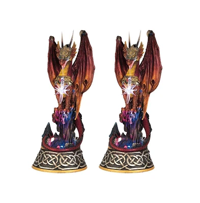 Fc Design "2-pc Gift Set" 9"H Led Red Dragon Sitting on Tree Figurine Statue Ornament Home Room Office Decor and Perfect Gift Ideas for Housewarming,