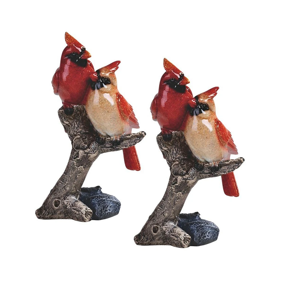 Fc Design "2-pc Gift Set" 8"H Red Northern Cardinal Couple Standing on Tree Trunk Figurine Statue Ornament Home Room Office Decor and Perfect Gift Ide