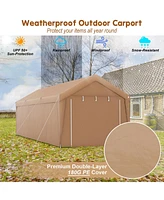 Gouun 10 x 20 Feet Portable Garage Tent Carport with Galvanized Steel Frame-with Sidewall