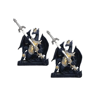 Fc Design "2-pc Gift Set" 6.5"H Black Dragon with Sword Figurine Statue Ornament Home Room Office Decor and Perfect Gift Ideas for Housewarming, Holid