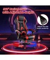 Gouun Gaming Chair Racing Style Swivel Chair with Footrest and Adjustable Lumbar Pillow