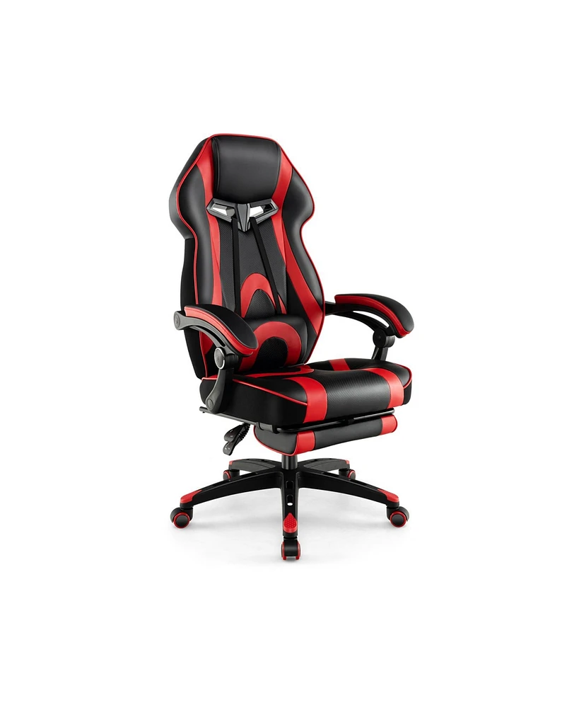 Gouun Gaming Chair Racing Style Swivel Chair with Footrest and Adjustable Lumbar Pillow