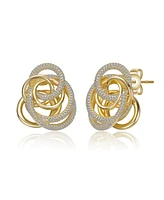 Rachel Glauber 14k Gold Plated Multiple Eternity Circle Love Knot Stud Earrings