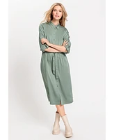 Olsen Women's Satin Effect Midi Shirt Dress