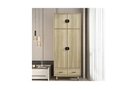 Slickblue Modern 2-Door Armoire Wardrobe Cabinet with Hanging Rail