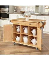 Slickblue Wood Finish Kitchen Island Cart with Locking Casters