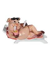 Fc Design "2-pc Gift Set" 7.25"W Piggy Sunbathing Figurine Statue Ornament Home Room Office Decor and Perfect Gift Ideas for Housewarming, Holidays an