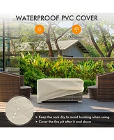Gouun 32 x 20 Inch Propane Rattan Fire Pit Table Set with Side Table Tank and Cover