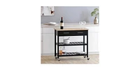 Slickblue Modern Kitchen Island Cart with Wood Top 2 Drawers and 2 Bottom Shelves