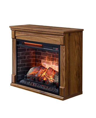 Mondawe 28 Inch Electric Fireplace Heater Mantel With Removable Caster Wheel