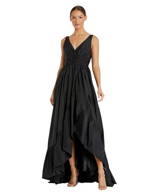 Women's Taffeta Hi-Low Ruffle Gown