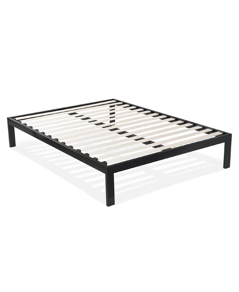 Slickblue Modern Metal Platform Bed Frame with Wood Slats