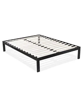 Slickblue Modern Metal Platform Bed Frame with Wood Slats