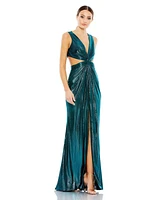 Mac Duggal Women's Metallic Cut Out Gown