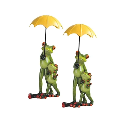 Fc Design "2-pc Set" 8.75"H Tree Frog Family with Yellow Umbrella Figurine Statue Ornament Home Room Office Decor and Perfect Ideas for Housewarming,