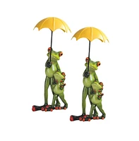 Fc Design "2-pc Set" 8.75"H Tree Frog Family with Yellow Umbrella Figurine Statue Ornament Home Room Office Decor and Perfect Ideas for Housewarming,