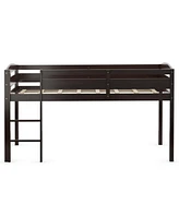 Gouun Wooden Twin Low Loft Bunk Bed with Guard Rail and Ladder