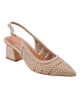 Marc Fisher Women's Lulia Woven Block Heel Slingback Pumps