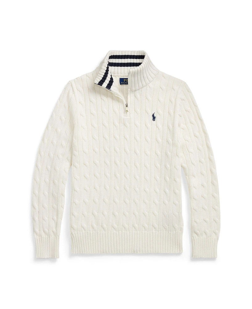 Polo Ralph Lauren Big Boys Cable-Knit Cotton Quarter-Zip Sweater