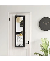Gouun Door Hanging Mirror Jewelry Armoire with Full Length Mirror and 6 Drawers
