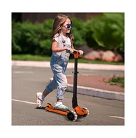 Hurtle 3-Wheel Foldable Kids Scooter With Led Wheel Lights - Orange