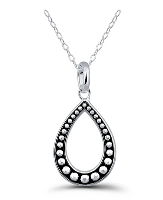 Macy's Oxidized Beaded Tear Drop Pendant Necklace