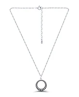 Macy's Oxidized Beaded Open Circle Pendant Necklace