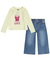 Levi's Little Kids Bear Tee and Wide Denim Pant, 2-Piece Set