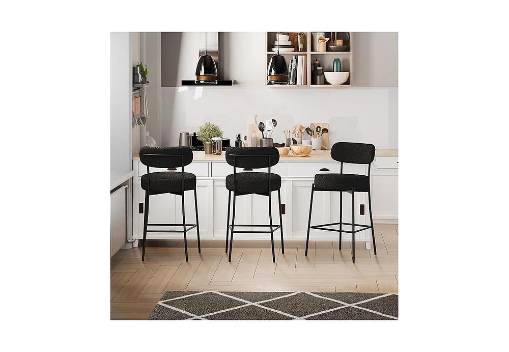 Dyhome Bar Stools Set of 3, 27 Inches Counter Height Kitchen with Back, Modern Metal Tall for Island