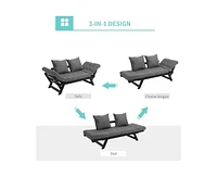 Slickblue 3 1 Convertible Sofa Chaise Lounger Bed with 2 Large Pillows
