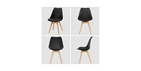 Slickblue Set of 4 Modern Mid-Century Style Pu Leather Dining Chairs with Wood Legs