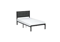 Slickblue Metal Platform Bed Frame with Button Tufted Upholstered Headboard