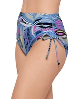 Salt + Cove Juniors' Printed Shirred High-Waist Bikini Bottoms, Exclusively at Macy's