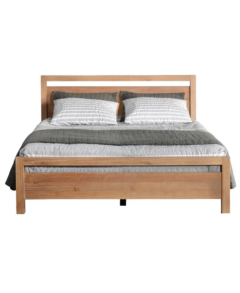 Slickblue Modern Farmhouse Solid Wood Platform Bed Frame with Headboard Footboard