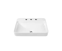 DeerValley 23.82" L x 18.9" W x 6.69" H White Rectangular Vitreous China Drop-in Bathroom Sink with Overflow