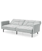 Slickblue Split-Back Convertible Futon Sofa - Linen Tufted Design for Small Spaces