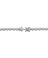 Genevive Sterling Silver White Gold Plated Alternating Round Cubic Zirconia Tennis Bracelet