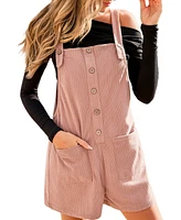 Cupshe Women's Corduroy Square Neck Loose Leg Shortalls