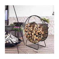 Slickblue Indoor/Outdoor Round Firewood Log Rack for Efficient Storage